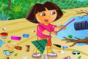 game Ecofreak dora cleaning beach