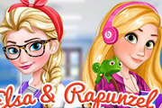 game Elsa And Rapunzel College Girls