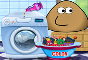 game Pou Washing Clothes